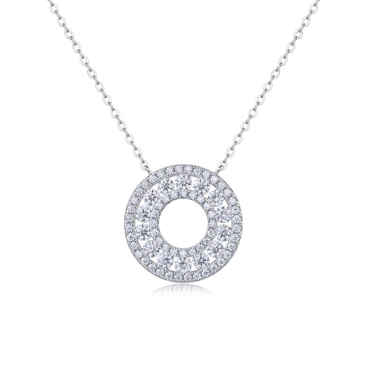 1Reciprocating Luxury Fashion Diamond Pendant Necklace Set With Mosan Diamond Silver Ornaments Prohibit TikTok sales