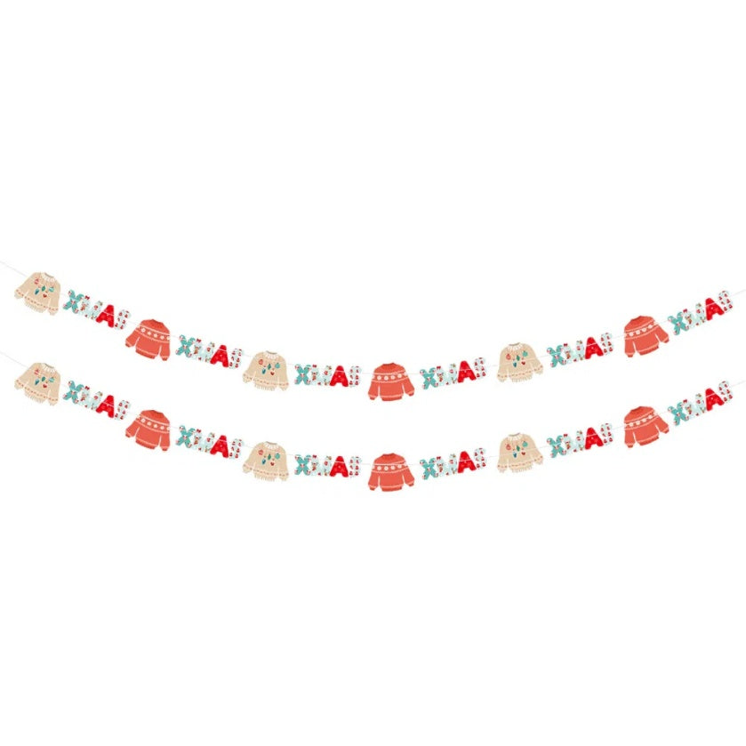 24PCS Christmas Banner Paper Christmas Sign Garland Gingerbread Man Snowman Hanging Christmas Bunting Garland For Christmas Party Decorations Xmas Holiday Home Decor