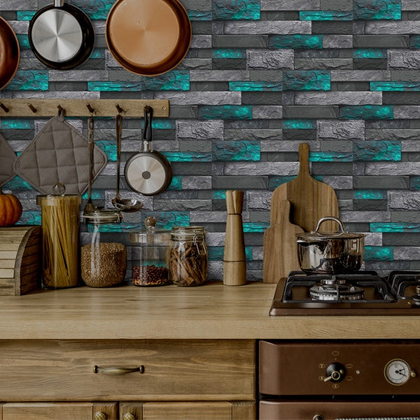 Modern Green Marble Stone Tile Peel And Stick Wallpaper Removable Self-Adhesive Wall Sticker Wallpaper PVC Home Decoration