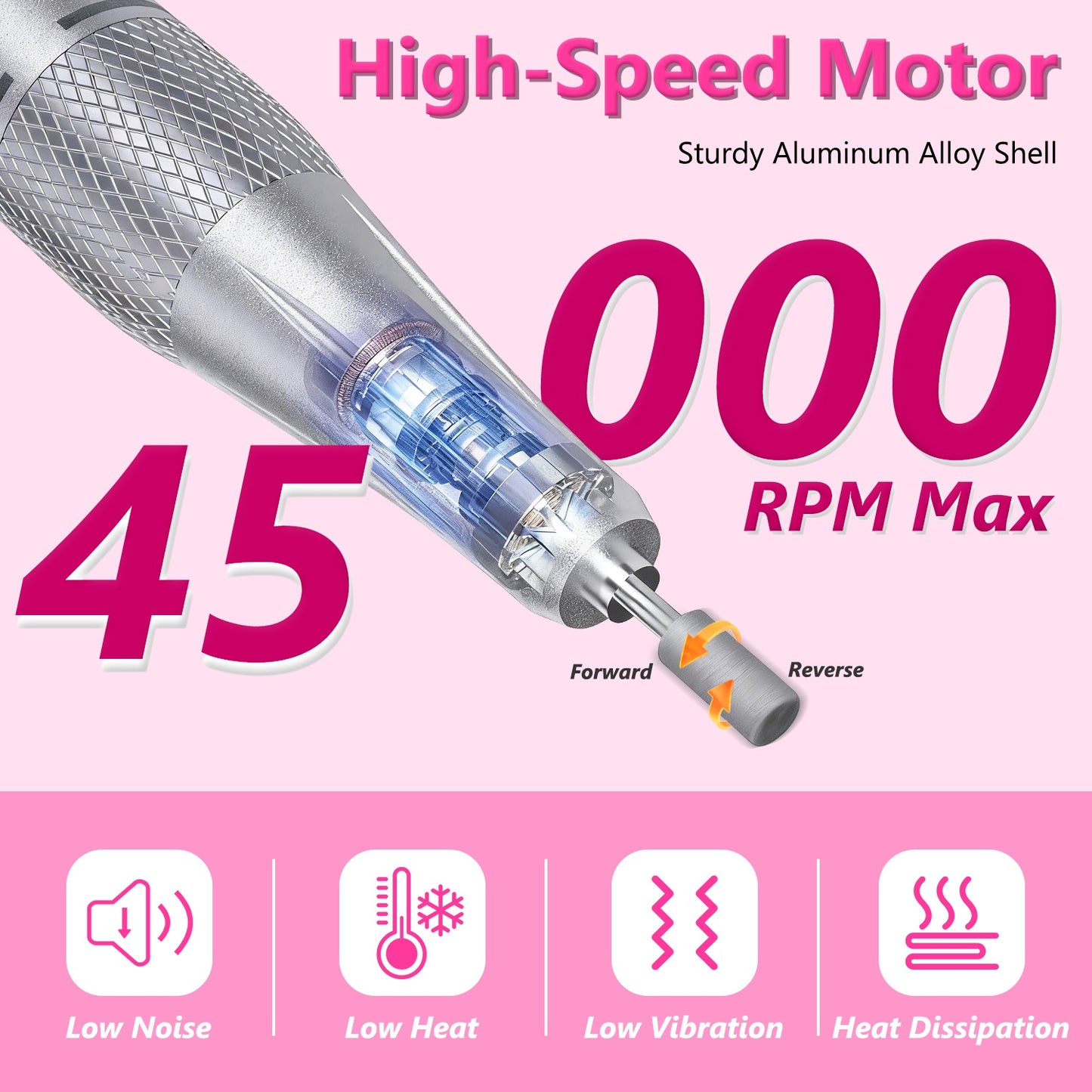 1 Set  Portable Electric Nail Drill Bit 45000 RPM With 11 Bits Base Waist Clip Cordless Rechargeable Nail File Machine For Professional Salon Home Acrylic Nails Remove Nail Gel Polish Manicure