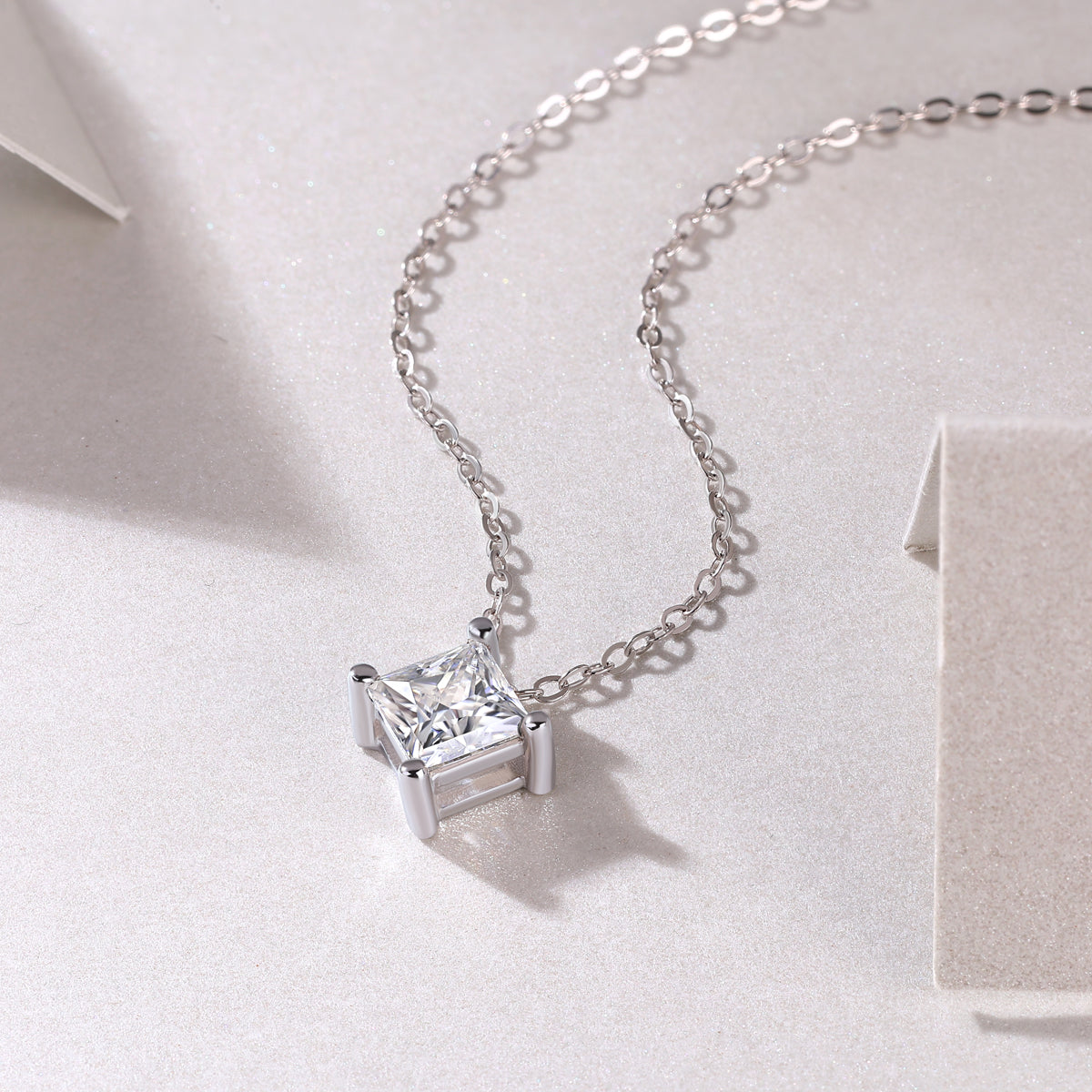 Stay Together - A Fashionable And Luxurious Diamond Jewelry Pendant Set With Square Moissanite S925 Sterling Silver.