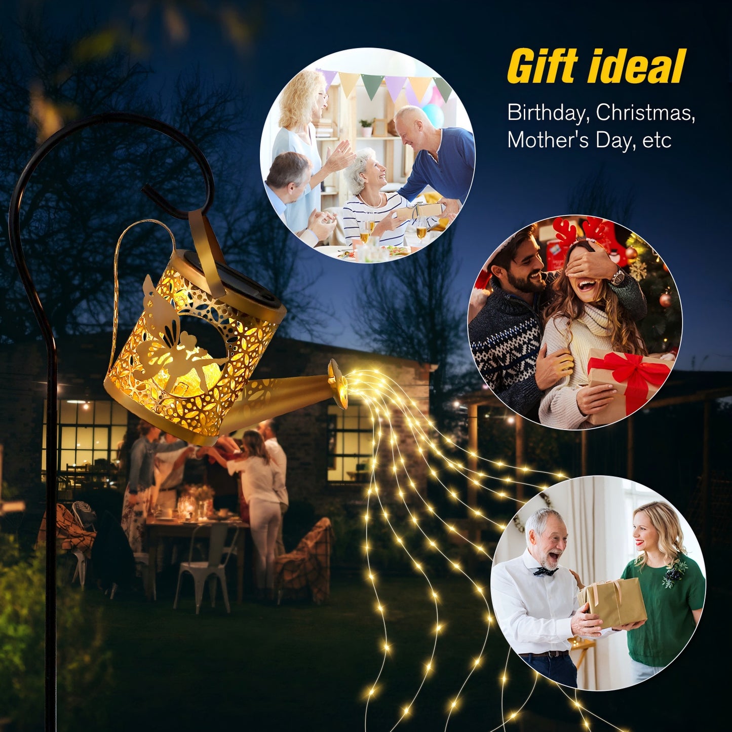 Solar Garden Lights Outdoor Decoration, Metal Solar Watering Can Lights Outdoor Waterproof, Small Patio Light Yard Lawn Pathway Decor, Gardening Gifts Solar Lantern Out