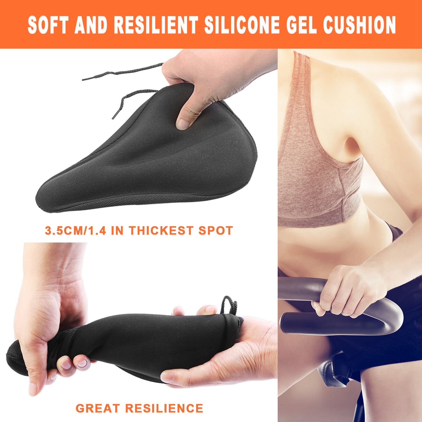 1Pc Bike Seat Cover Anti-Slip Comfortable Bicycle Padded Saddle Cover Wear Resistant Soft Gel Cushion For Narrow Bike Seats Mountain Bike Seat