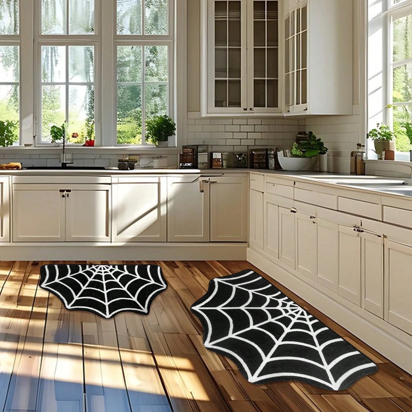 Halloween Carpet 23.6x15.7 Inches Gothic Carpet Spider Web Indoor Rug Halloween Bathroom Mat Non-Slip Carpet Spider Web Bath Mat Suitable For Front Door, Bedroom, Living Room, Home, Outdoor Entrance