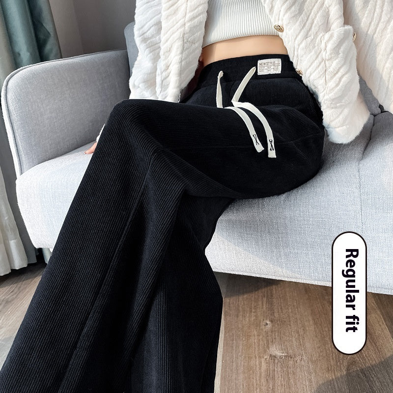 Chenille Fleece-lined Thickening Wide Leg Pants Women's Autumn And Winter