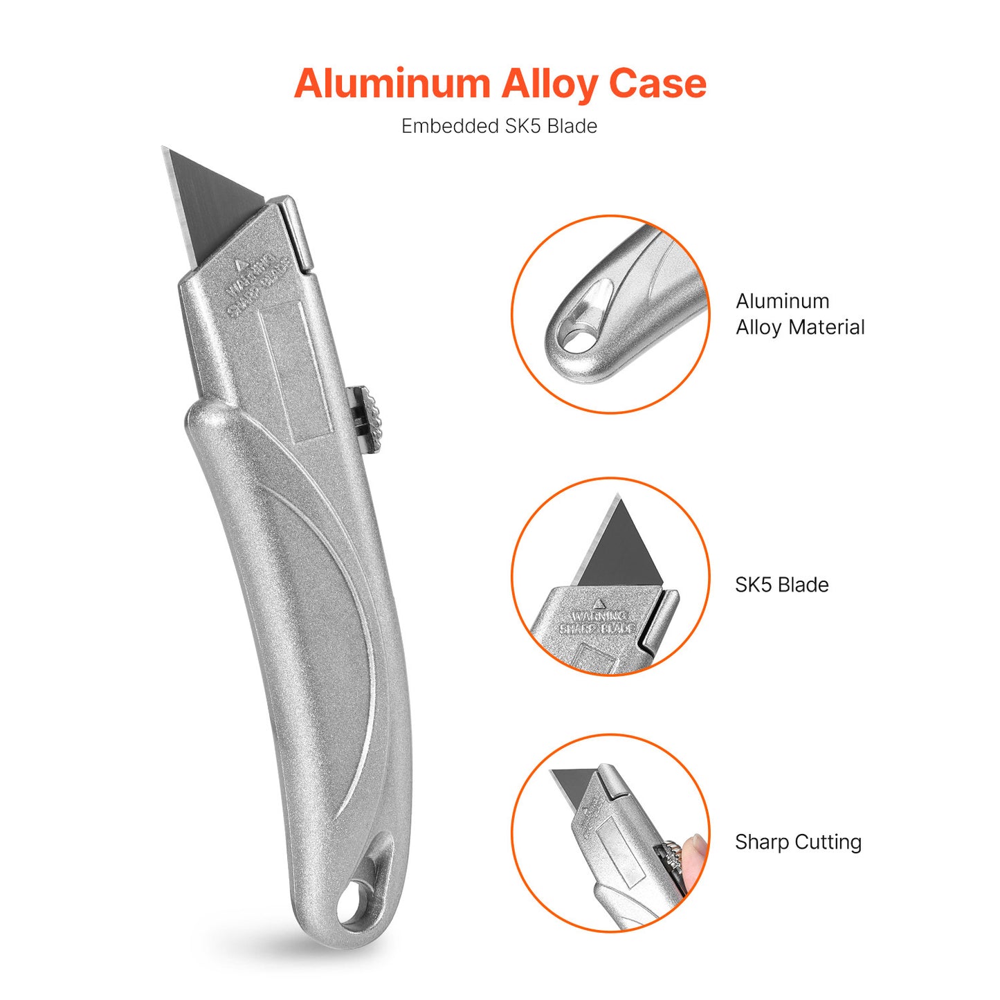 VEVOR Utility Knife Retractable Box Cutter With SK5 Sharp Blades Quick Change