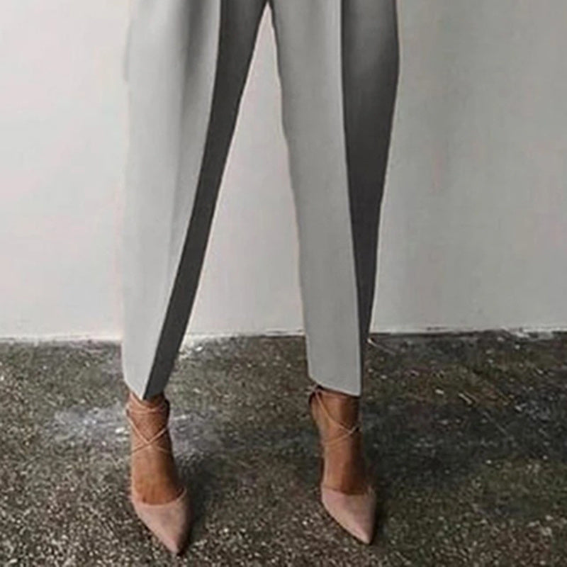 Women's Solid Color 2-Piece Set Round Neck Long Sleeve Top & Pleated Pants Loungewear For Spring & Fall