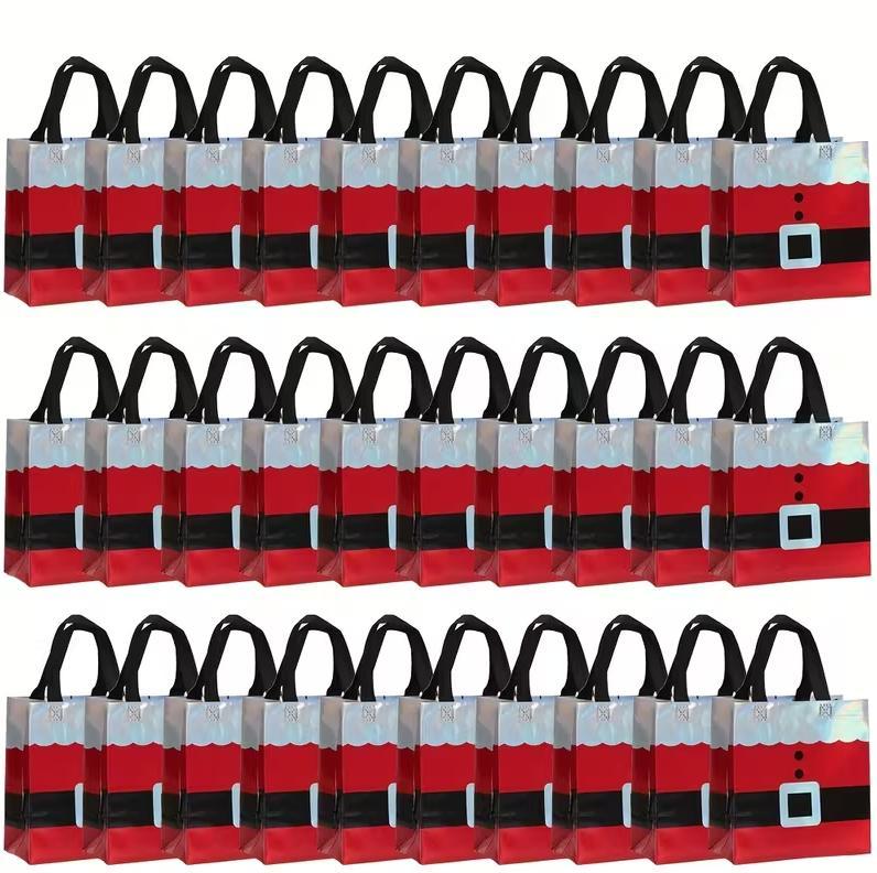 30-Piece Christmas Gift Bag Set - Non-woven Santa Claus Design Party Tote Bags