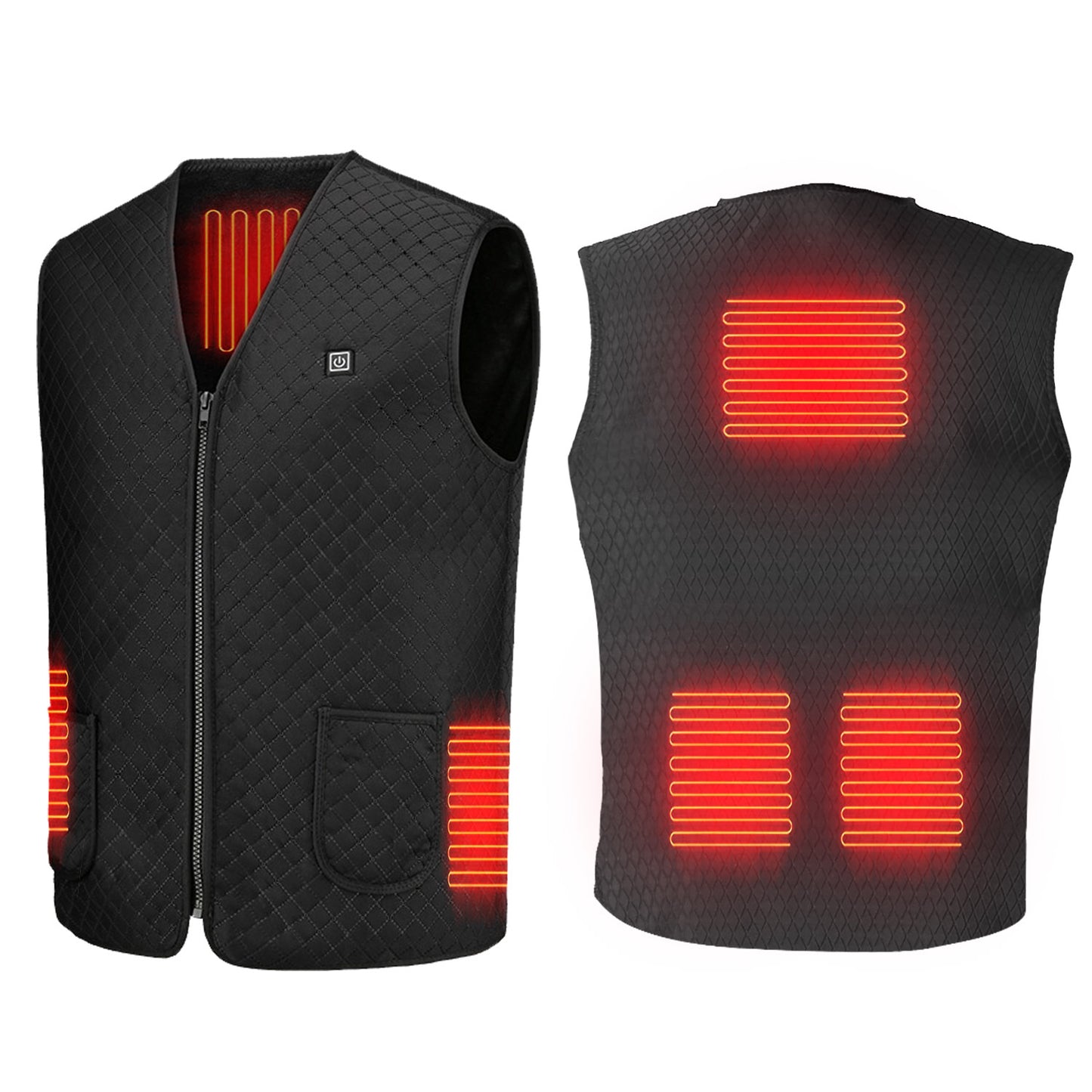 1Pc Heat Jacket Vest 3 Heating Gear Adjustable USB Heated Vest Warm Heat Coat Vest With 5 Heating Zones For Men Women Winter Outdoor Activity