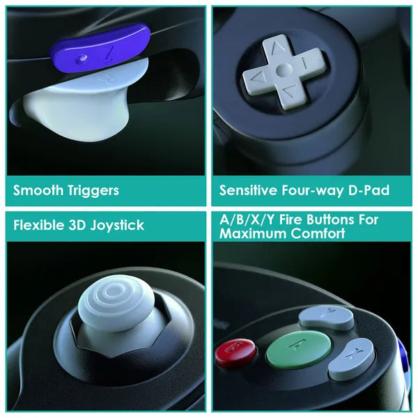 Shock Wired Game Controller Gamepad Compatible With Nintendo Wii Gamecube