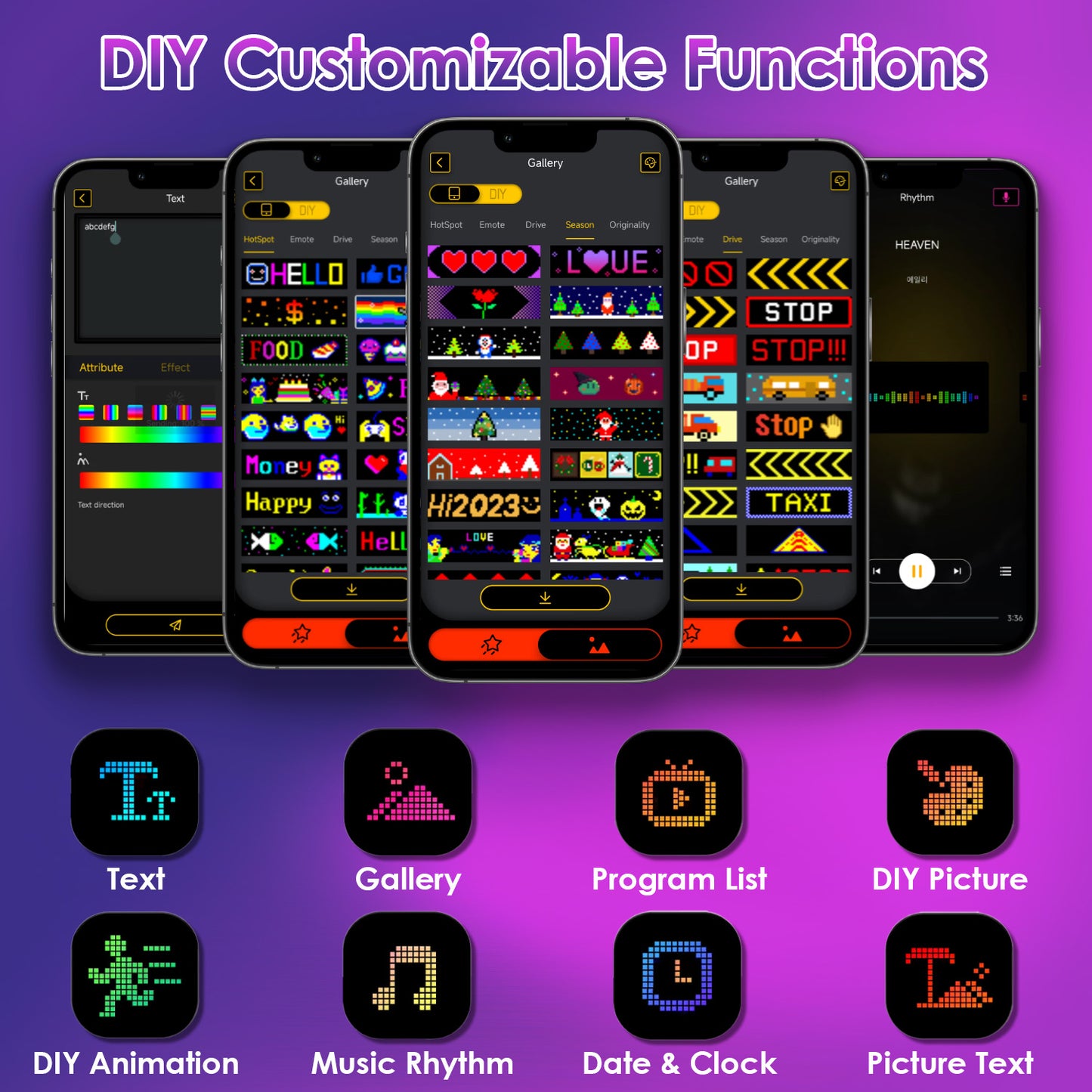 2Pack 16x96 Matrix Devil Eyes Lights For Car Ultra-thin Programmable LED Car Signs With APP Remote Control DIY Design Text Patterns Animations