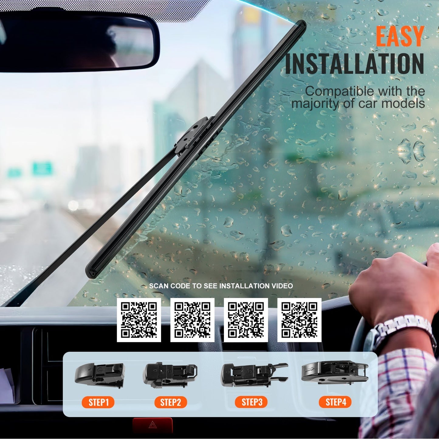 VEVOR 22 Rubber Wiper Blades, 56 Cm Universal Replacement Wind Shield Wiper