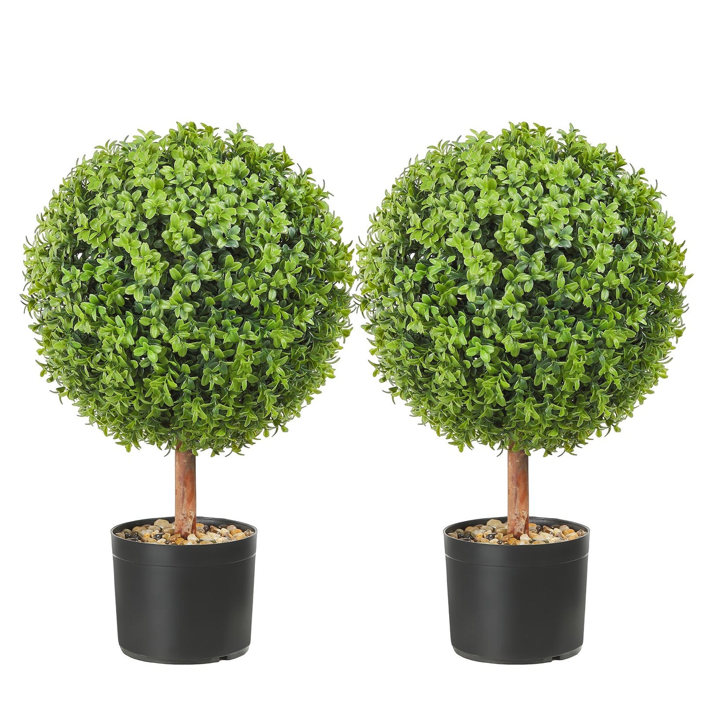 2x Artificial Boxwood Ball 40,6cm Garden Deco Boxwood In Flowerpot Ball Artificial Boxwood Ball Artificial Plant Made Of PE, Wood, PP Incl. 4 Pcs. Decorative Butterflies And 10 Pcs. Replacement