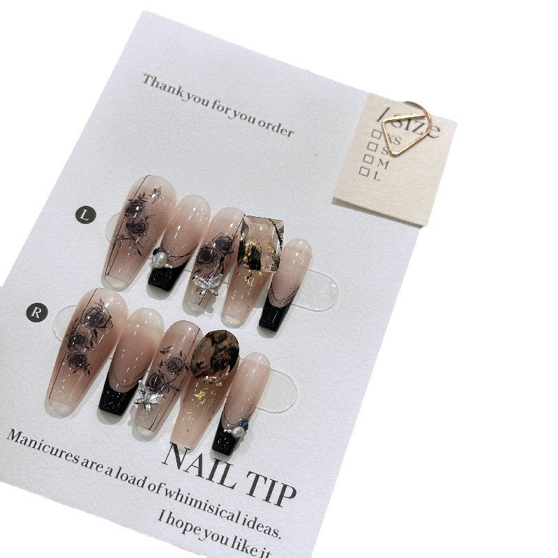 Handmade Long Camellia Girl Nail Tip