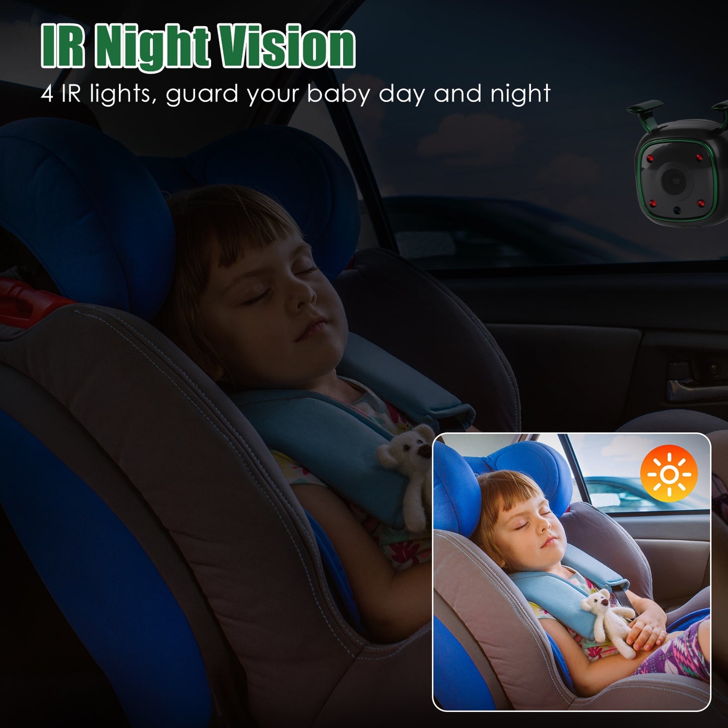1Pc 1080P Baby Car Camera For 2 Kids Dual Channel Car Baby Monitor Rear Facing Car Seat Camera With 120Degree Wide View 6.86In HD Split Screen Night Vision