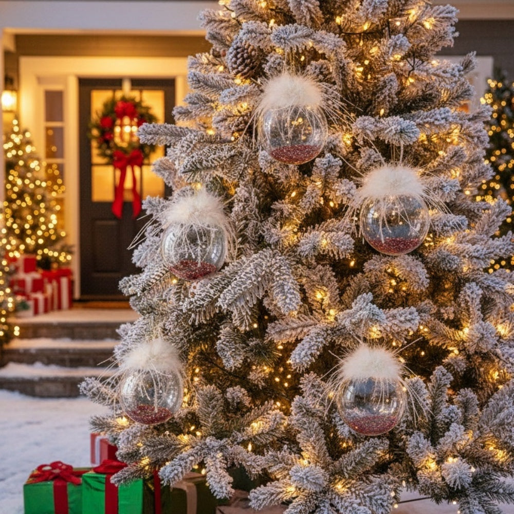 6PCS Set 3.9in Christmas Ball Tree Ornaments Glass Hanging Balls For Holiday Party & Home Decor