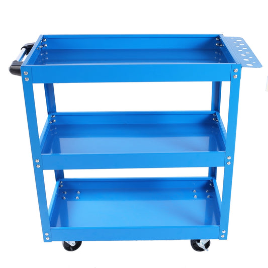 Tool Cart On Wheels, 3 Tier Rolling Mechanic Tool Cart, Heavy Duty Steel Utility Cart W Lockable Whe