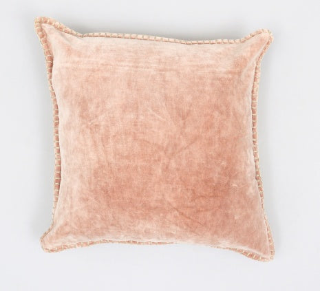 Stonewashed Cotton Velvet Throw Pillow With Decorative Handstiched Edges-19X19 Inch