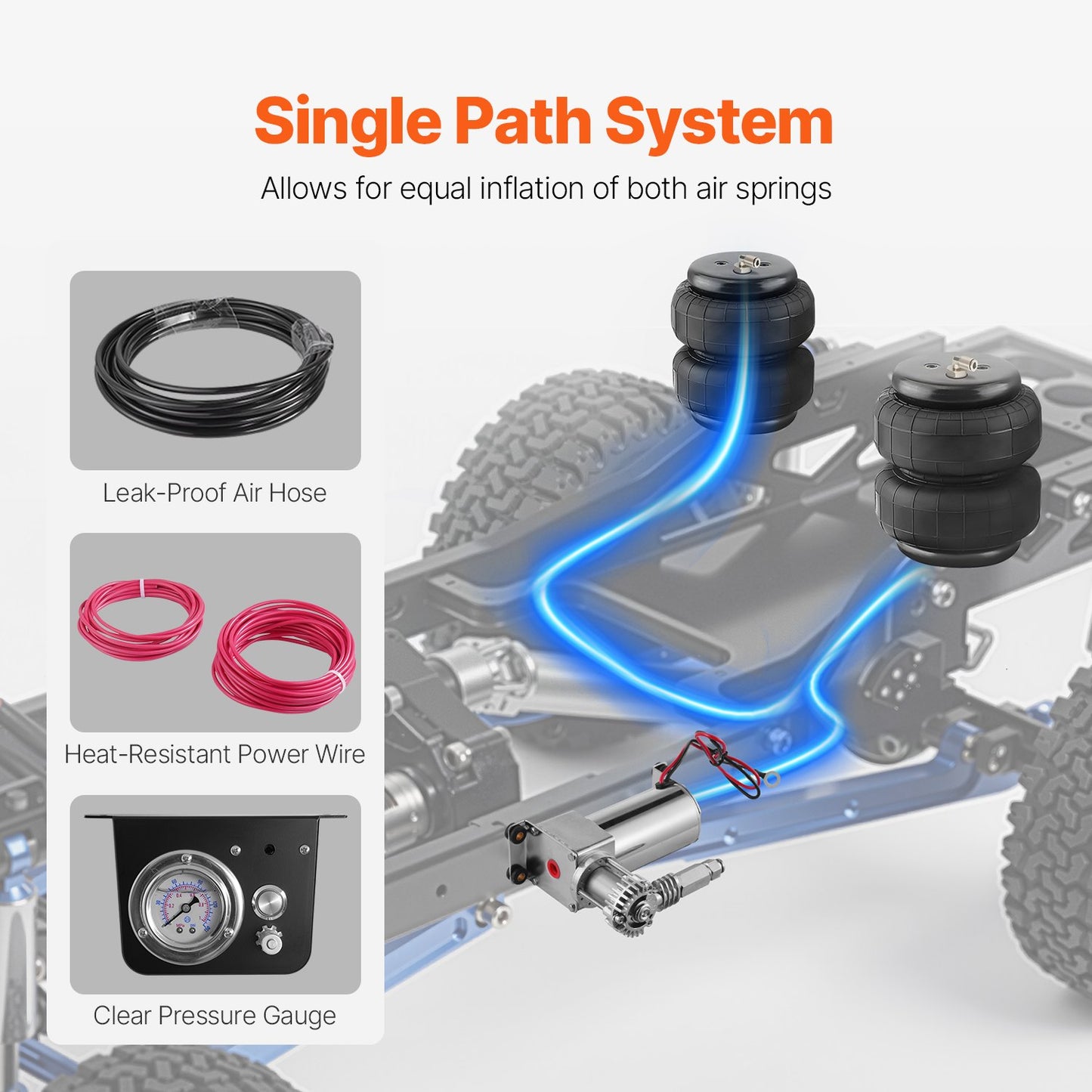 Air Shock Controller Kit 12V On Board Air Compressor System Single Path