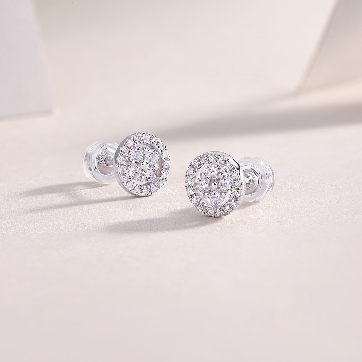 Silver Osmanthus - Fashionable And Luxurious Diamond Jewelry Earrings Set With Moissanite S925 Sterling Silver And Platinum-plated Stud Earrings