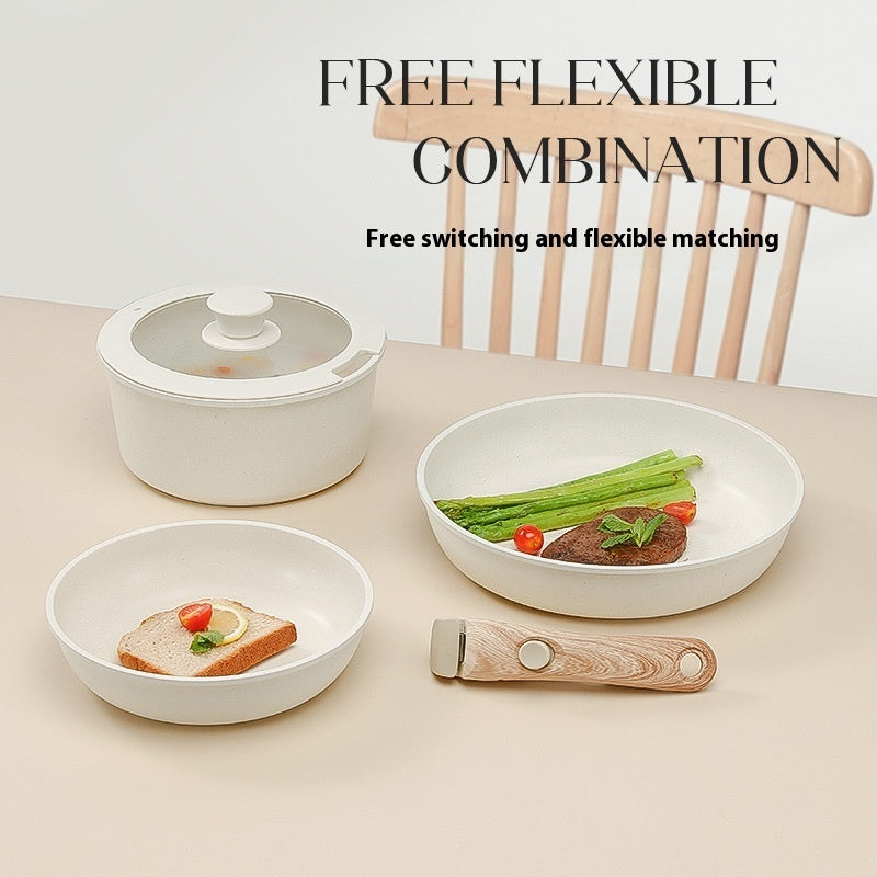 Removable Non-stick Life Smile Cookware Set Suit Medical Stone Pan Milk Pot