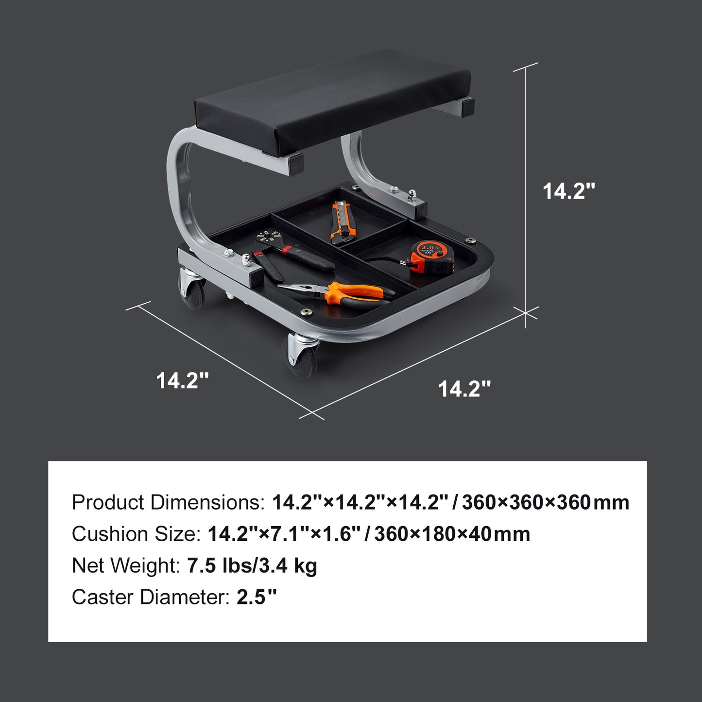 Mechanics Garage Stool 250 LBS Mechanic Creeper Seat Under Car Tool Tray