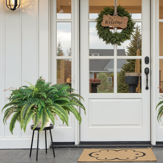 Artificial Ferns, Natural Spread Diameter 37-41 Inch, Large Hanging Fake Boston Ferns, Sunlight Resistant Fake Plant Wall Decor With 80 Branches And Flowerpot, Faux Fern For Home Office Outdoor