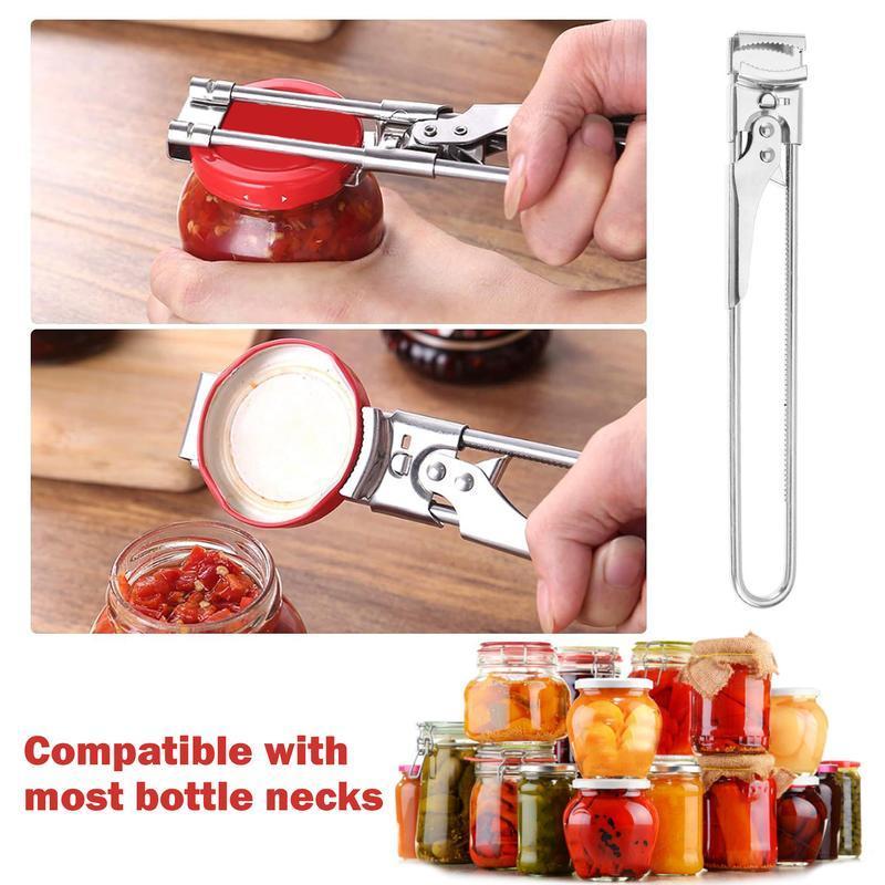 Multifunctional Adjustable Can Jar Opener Opener For Weak Hands, Stainless Steel Jar Lid Opener Bottle Opener Tool For Seniors With Arthritis Stainless Steel Multi Kitchen Portable Metal Utensils Gl