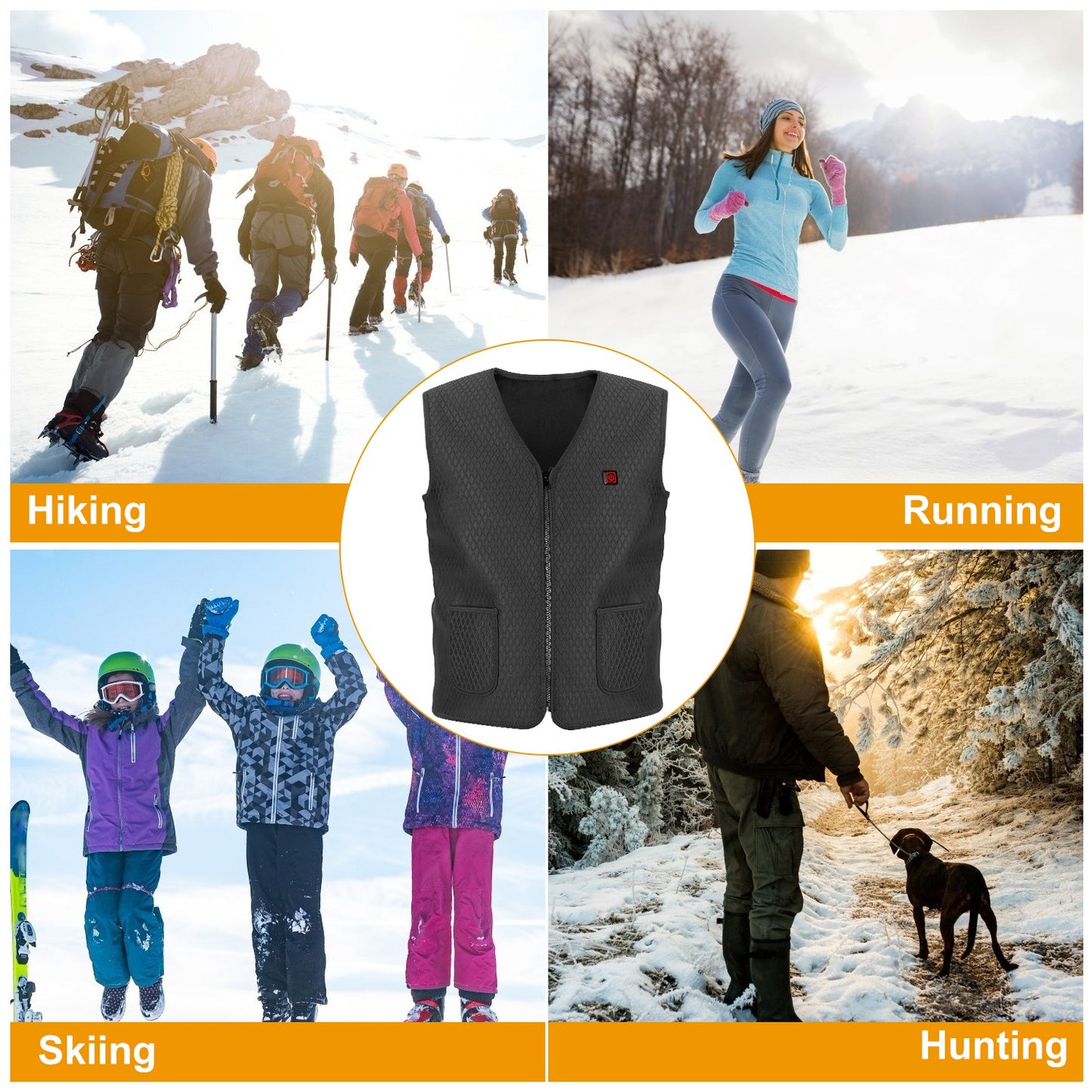 1Pc Heat Jacket Vest 3 Heating Gear Adjustable USB Heated Vest Warm Heat Coat Vest With 5 Heating Zones For Men Women Winter Outdoor Activity
