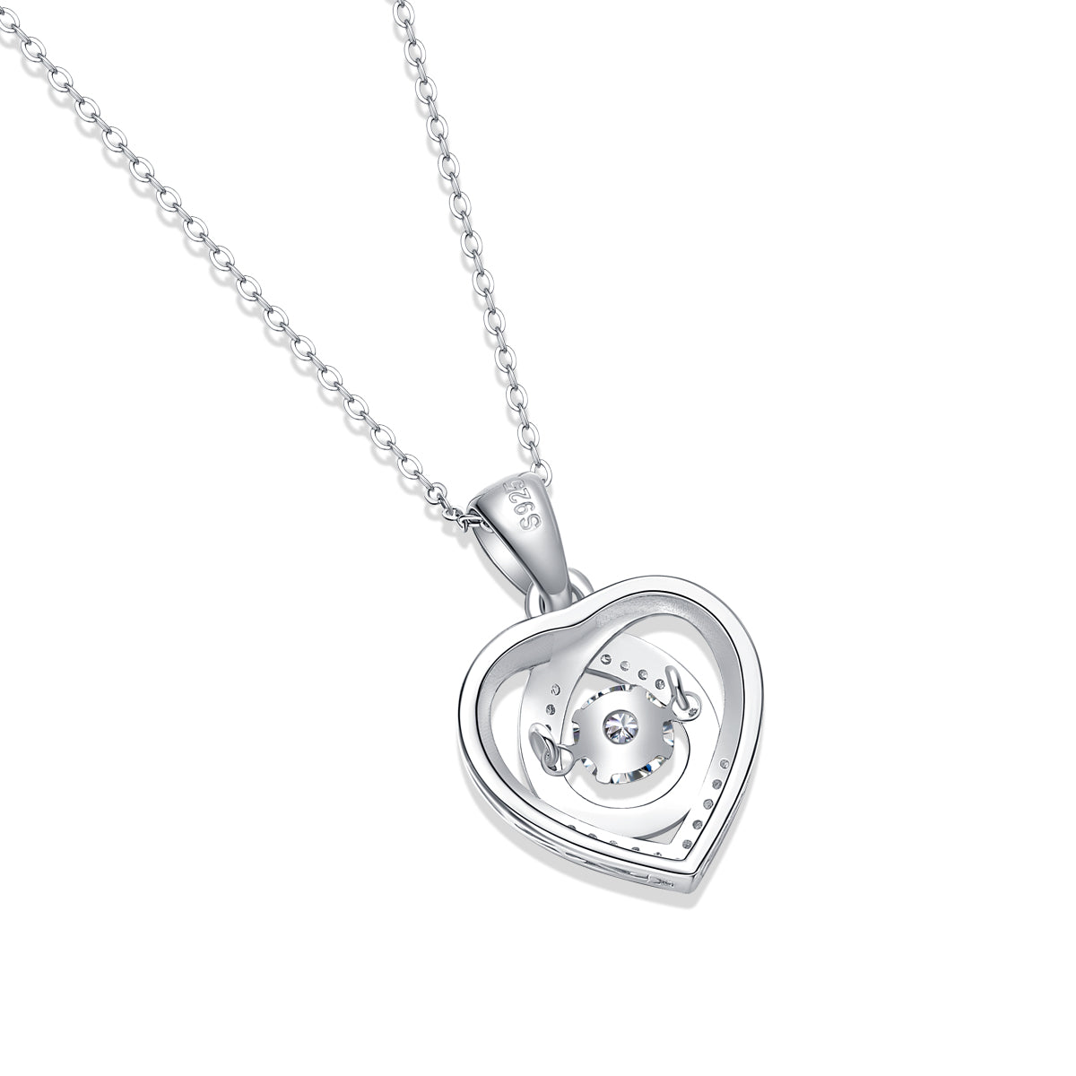 1Heart To Have Your Luxurious Fashion Diamond Pendant Set With Mosan Diamond Silver Ornaments