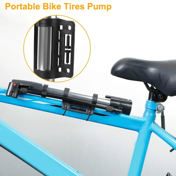 Mini Bike Pump Portable Bicycle Tire Inflator Ball Air Pump W/ Mount Frame For Mountain Road Bike