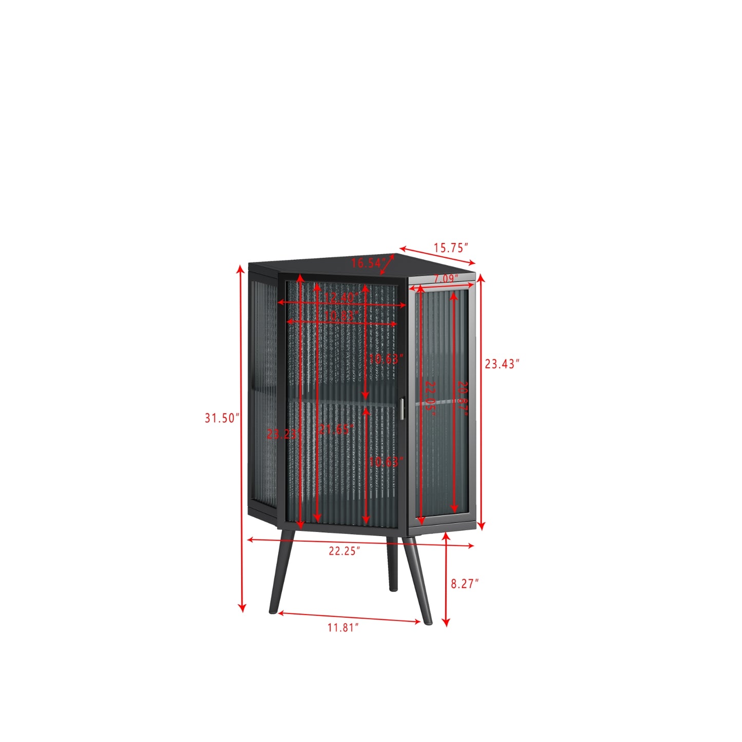 22.25 Floor Corner Cabinet With Glass Door   Shelves For Bathroom, Living Room