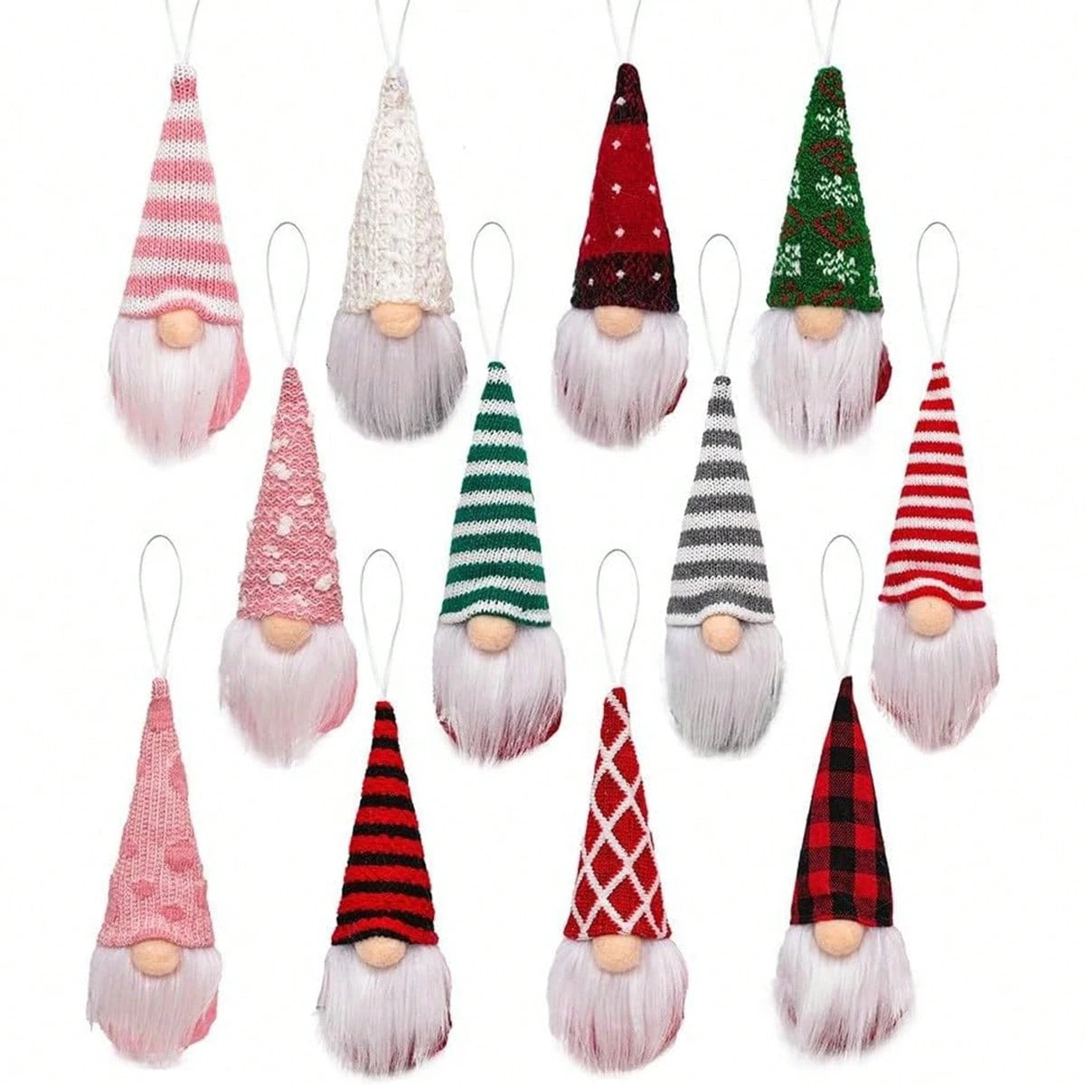 12 Pcs Christmas Gnome Ornaments Christmas Tree Decorations Pendant Ornaments Xmas Tree Hanging Small Swedish Tomte Santa Gnomes Doll Christmas Ornaments Set Holiday Party Decor