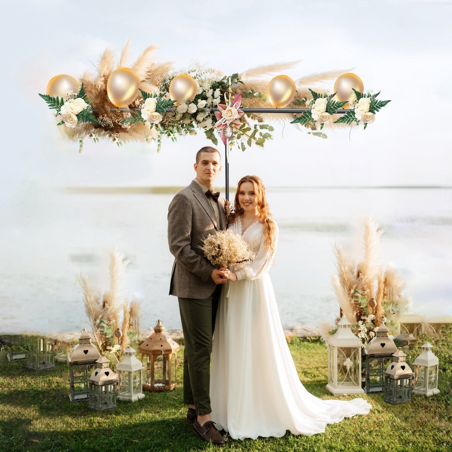 1Set 6.5x8.5FT T Shape Photo Video Backdrop Stand Heavy Duty Background Stand Adjustable Photography Backdrop Stand With 6 Spring Clamps Sandbag Carry Bag For Studio Party Wedding