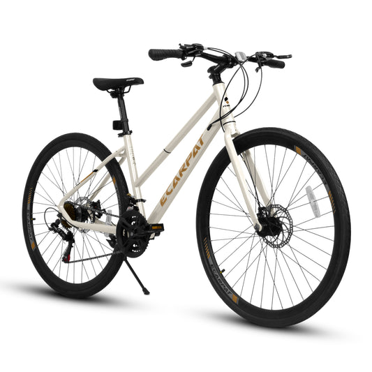A28250 700Cx35 Road Bike With Aluminum Alloy Wheels, 21-Speed Gear System, Disc Brakes, Wide Tires Ideal For Urban Commuting And Student Transportation