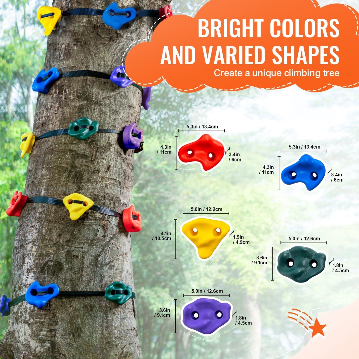 VEVOR NinjaTree Climbing Kit 20 Tree Climbing Holds 6 Ratchet Straps Outdoor