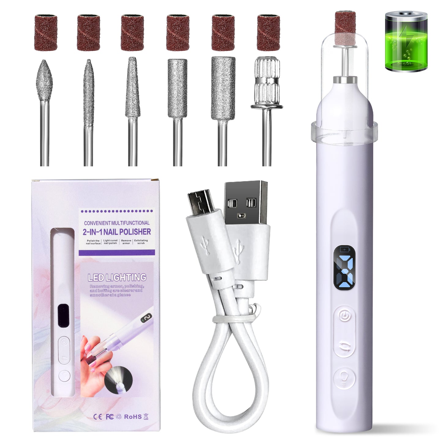Electric Nail Drill With Drill Bit And Sanding Belt - Cordless Professional Nail Polish For Nail And Foot Care, Portable Nail Drill Machine Kit For Acrylic Gel Nails, Beginner's Nail Technique Supplie