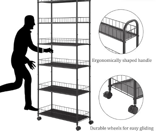 Layer Storage Car Line Slim Shelves With Wheels