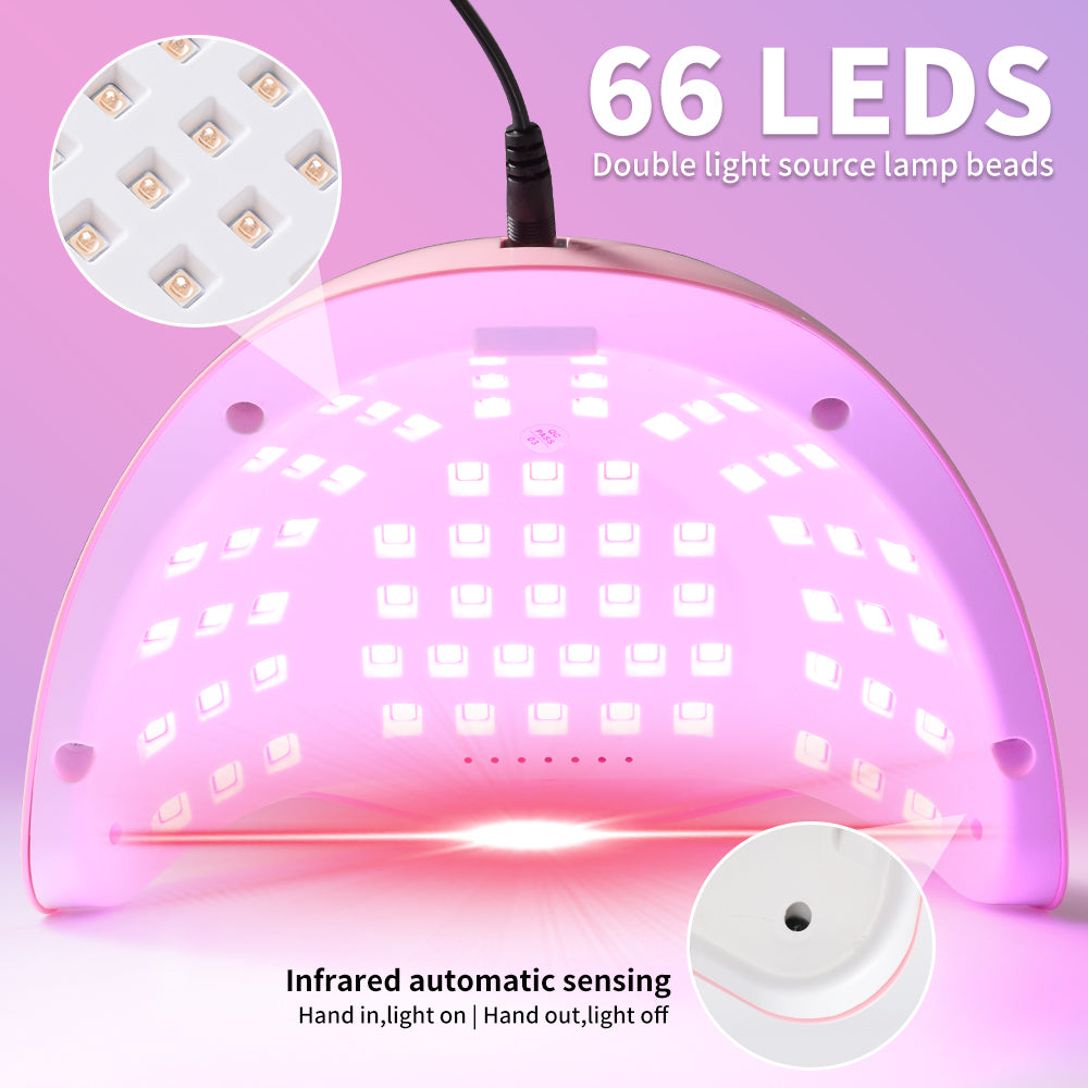 UV LED Nail Lamp, Professional Nail Dryer For Gel Polish Curing - 4 Timer Settings, Fast Drying For Fingers And Toes, Home Salon Manicure Light