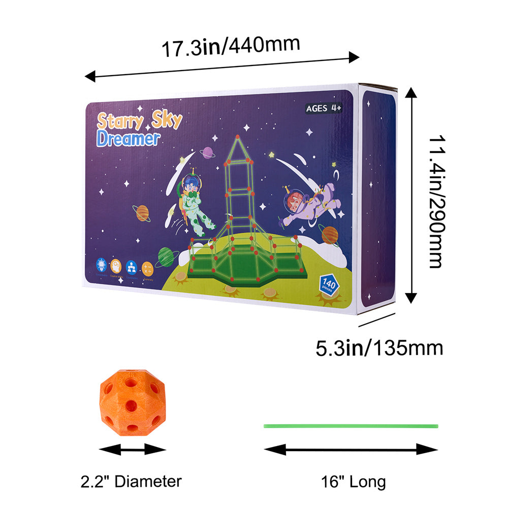 Tent Fort Building Kit For Kid Glow In The Dark STEM Construction Toy 140P