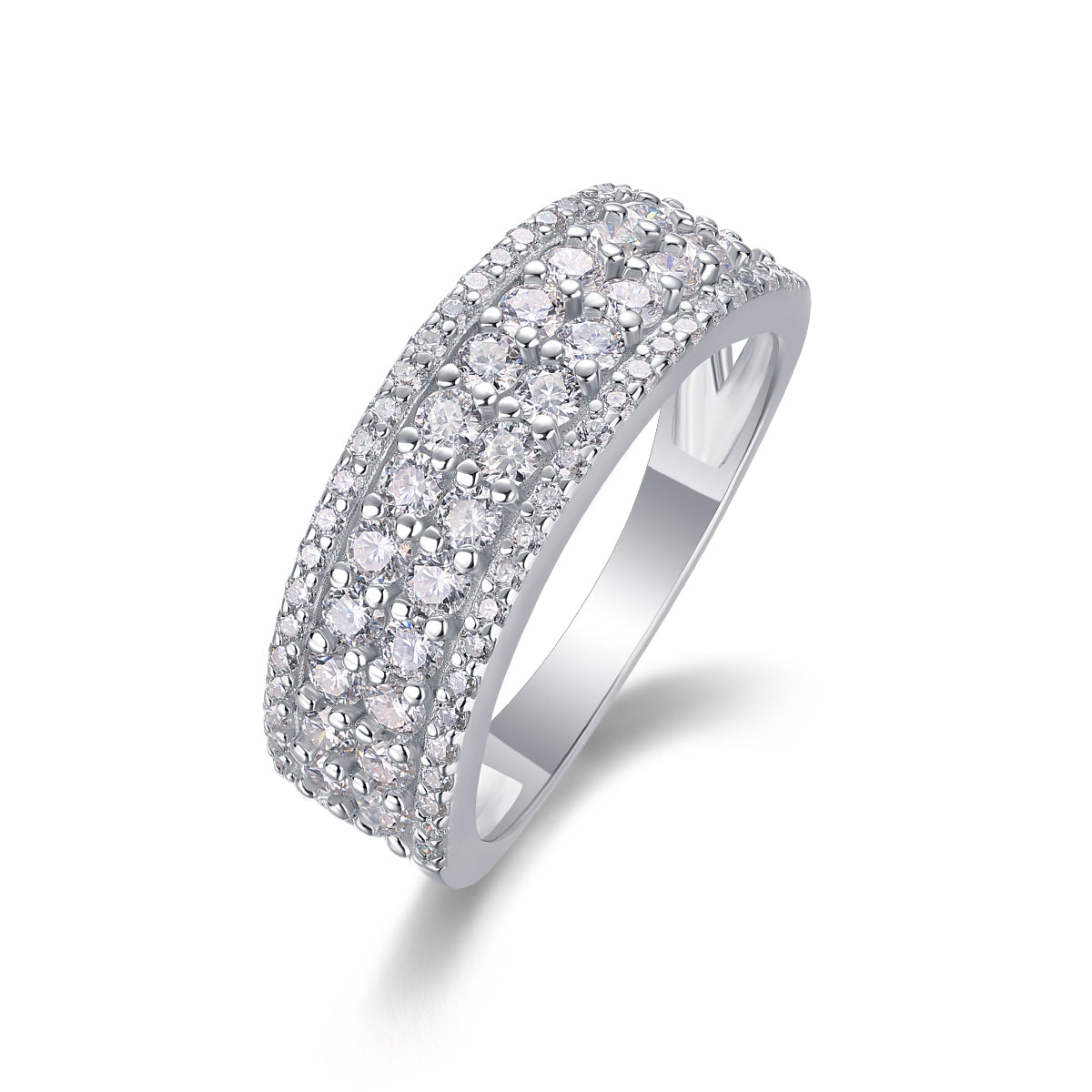 1Multi-row Diamond Ring Luxury Fashion Set Moissanite Silver Ring Prohibit TikTok sales