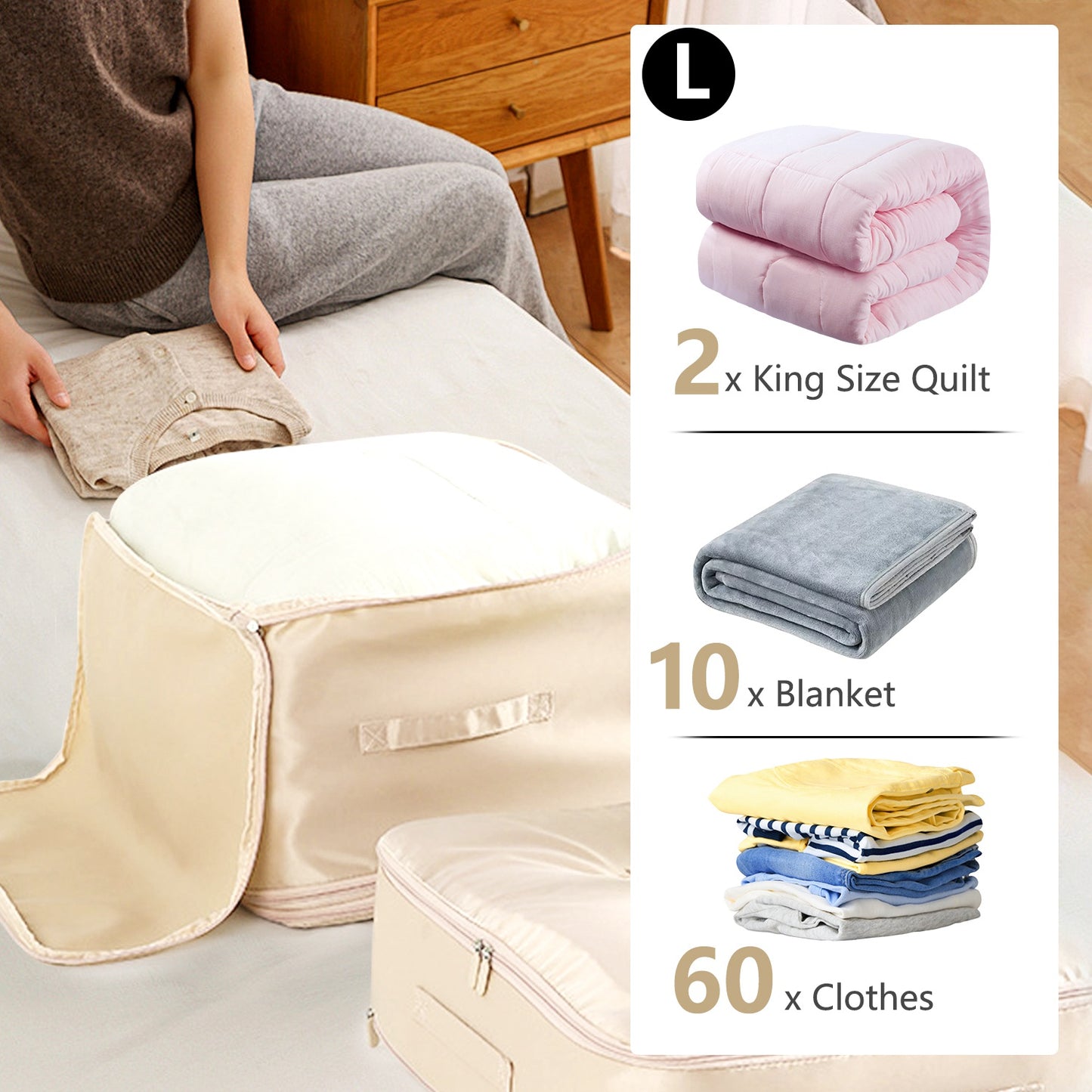 1Pc Foldable Storage Bag For Comforter Quilt Blanket Clothes Pillows Beddings With Dual Zippers