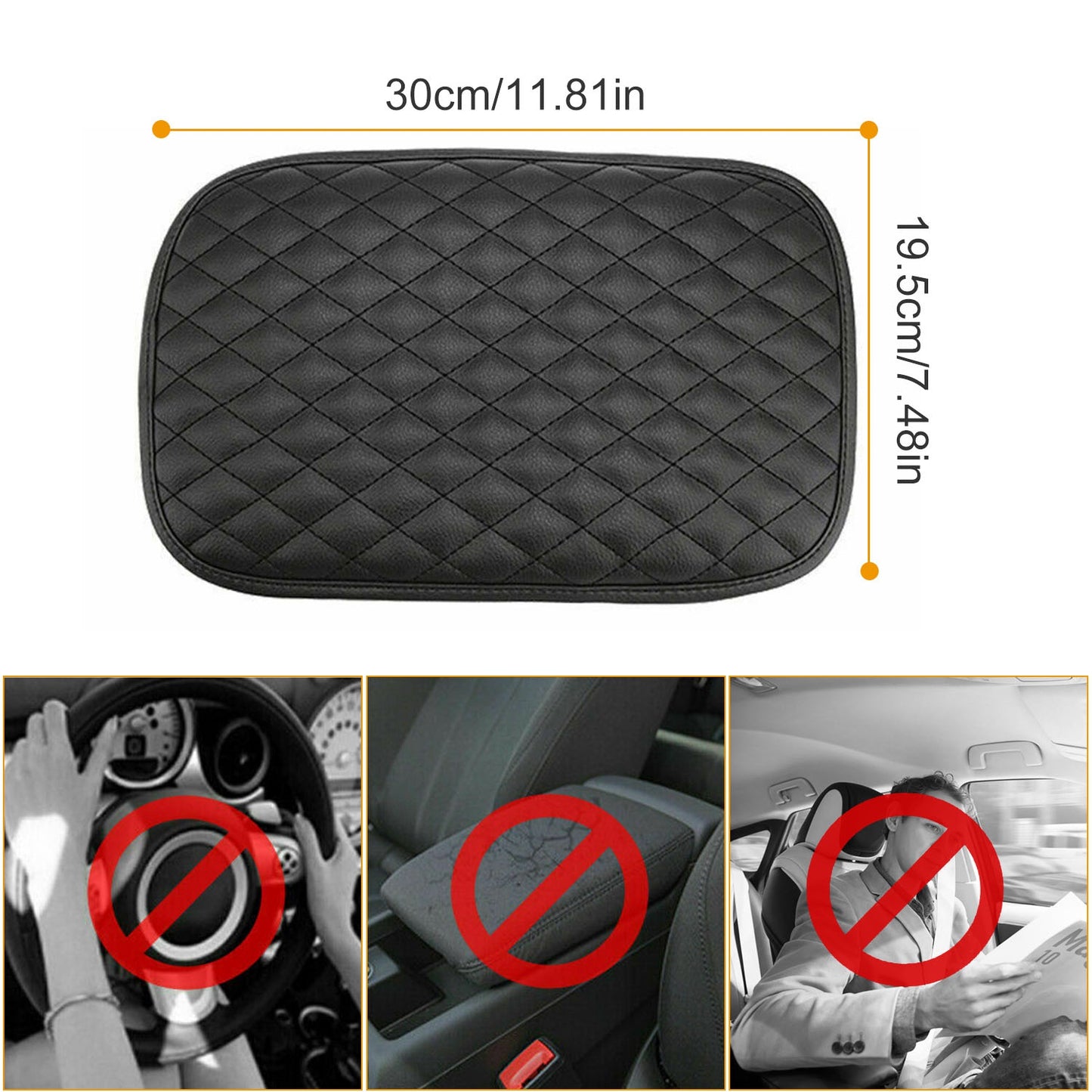 1Pc Car Armrest Pad Cover PU Leather Auto Center Console Seat Box Cover Protector Car Accessories Armrest Cushion Pad Fit For Vehicle SUV Truck Car