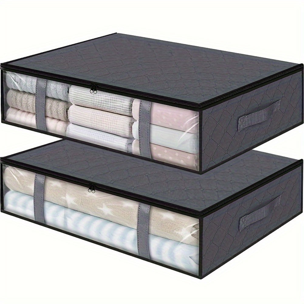 2 Pcs Over Wardrobe Storage Bag, Underbed Storage Containers, Storage Bin For Clothes, Blankets