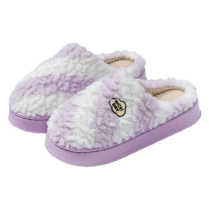 Women's Warm Non-slip Mute Velvet Cotton Slippers