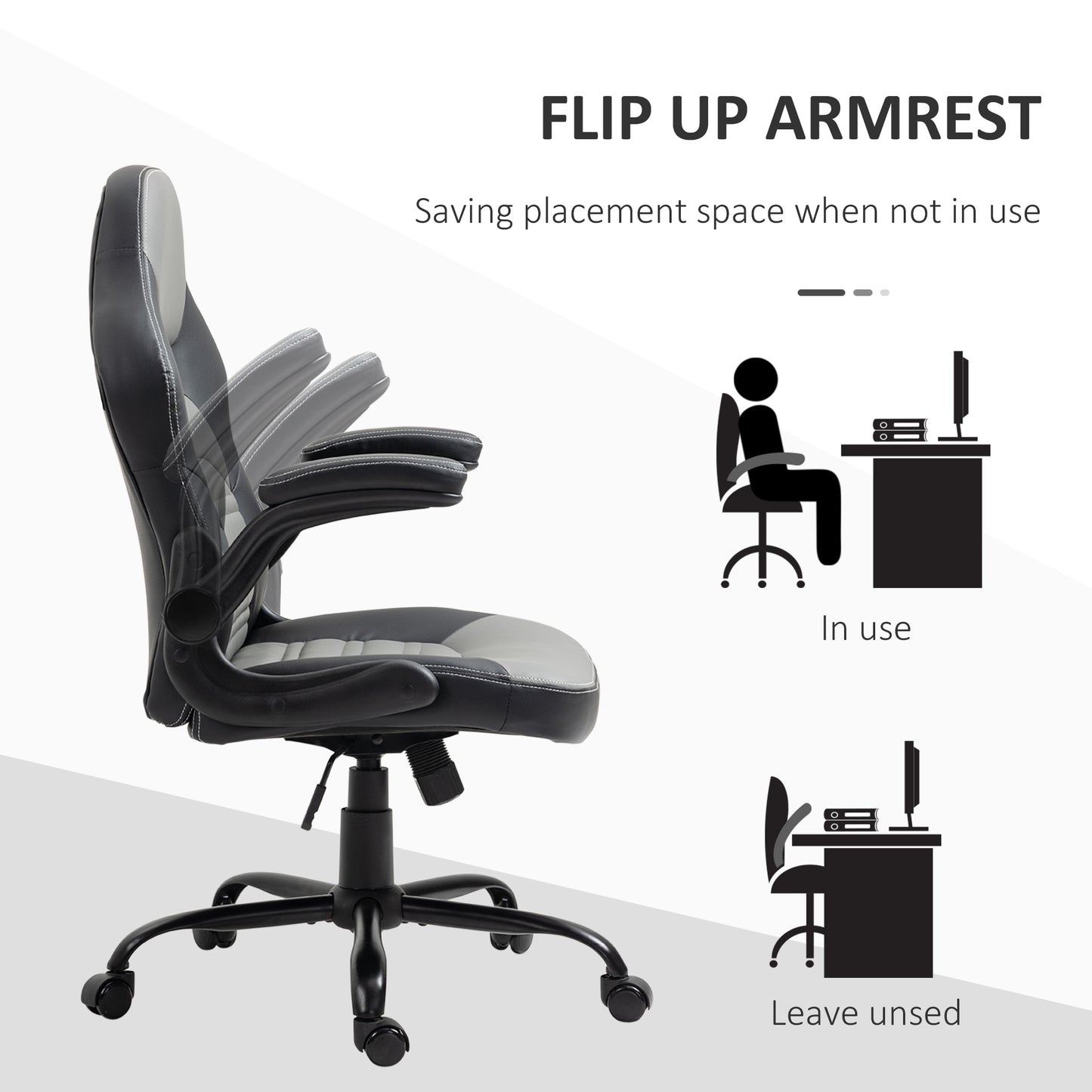 PU Leather Gaming Chair with Flip-up Armrests