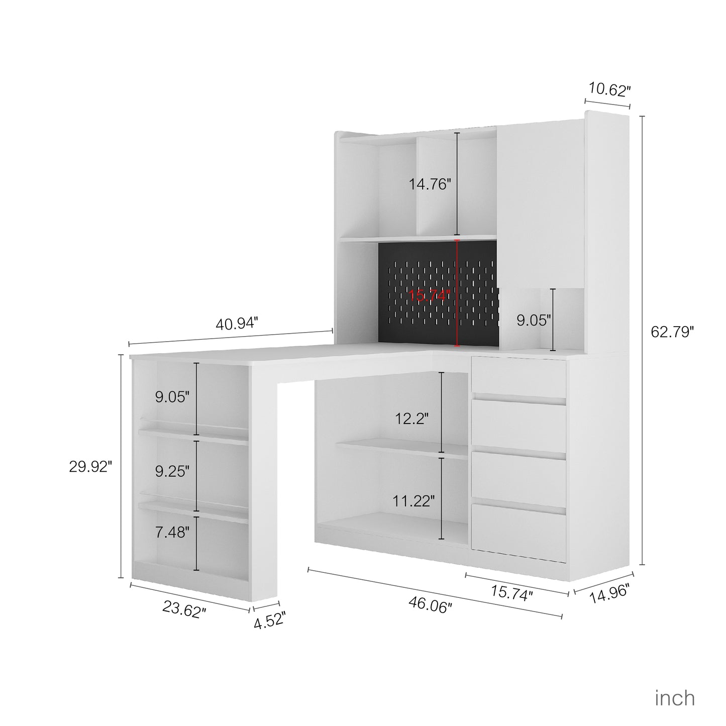 L Shaped Desk With Charger,Computer Desk With Drawers,Bookshelf,with LED Light,Modern Corner Desk,Home Office Desk,L-Shaped Study Table Writing Desk,Corner Gaming Computer Desk With Storage