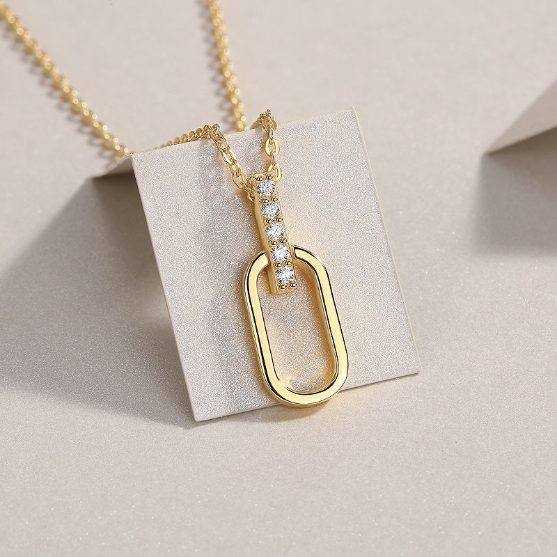 Light And Shadow Geometry - A Fashionable And Trendy Diamond Jewelry Necklace Pendant Set With Moissanite S925 Sterling Silver And Gold Plating