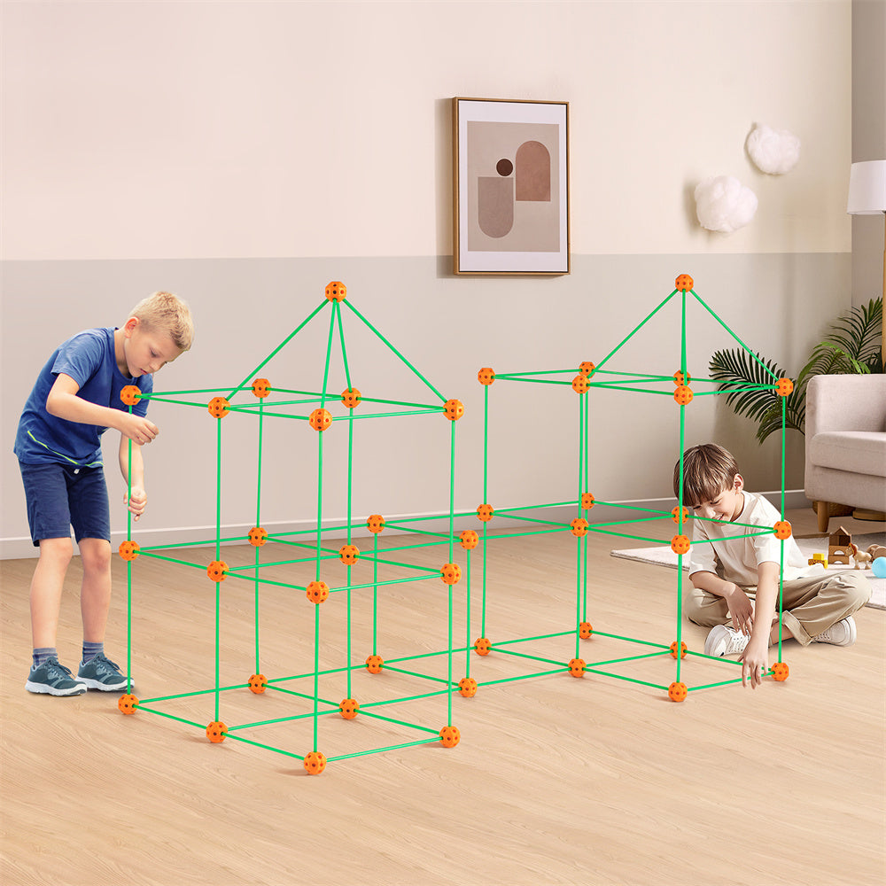 Tent Fort Building Kit For Kid Glow In The Dark STEM Construction Toy 140P