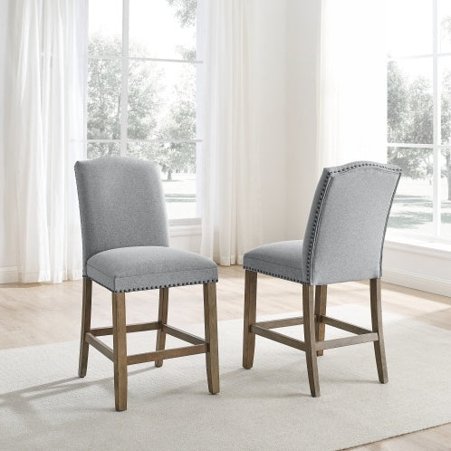 Grayson - Counter Chair With Nailhead Dark Gray Set of 2